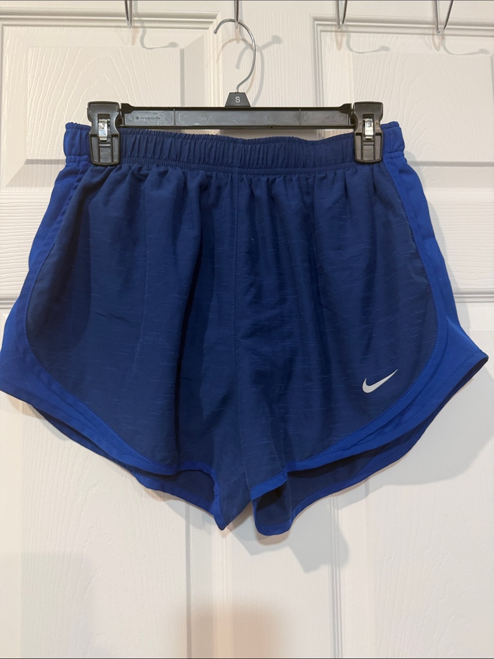 Nike Women's Dark Blue Athletic Shorts with Light Blue Trim